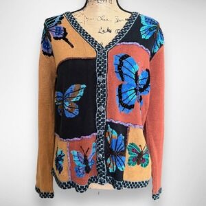 JTWO NEW YORK Vintage Beaded and Emroidered Butterfly Cardigan | EUC